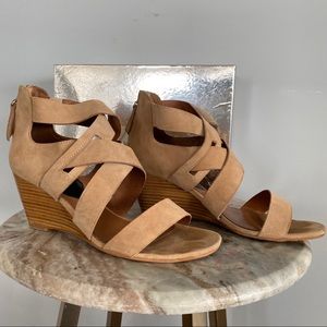 Brown suede wedges